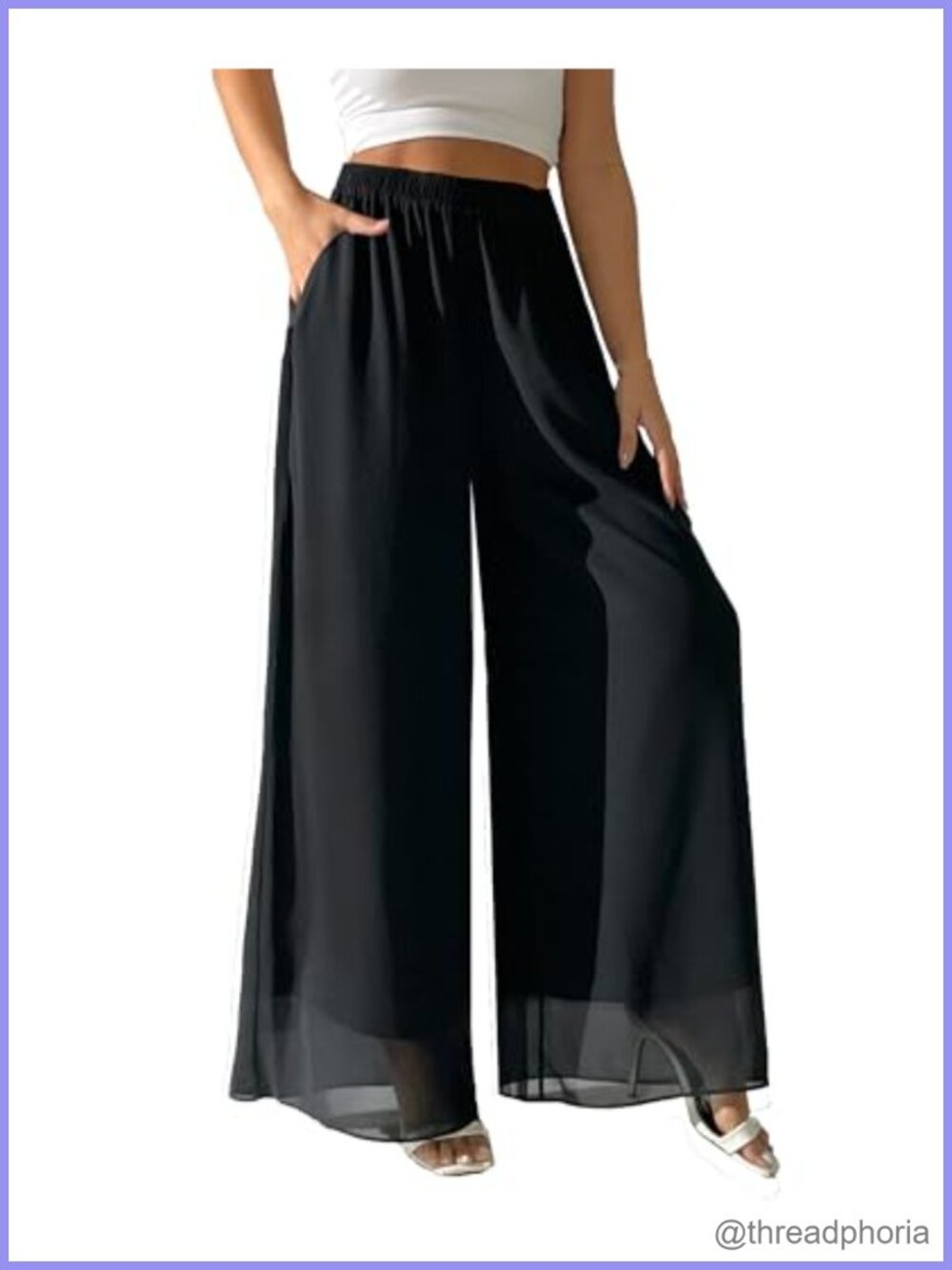Women's Wide Leg Palazzo Pants Chiffon Flowy Loose Party Wedding Dressy Casual